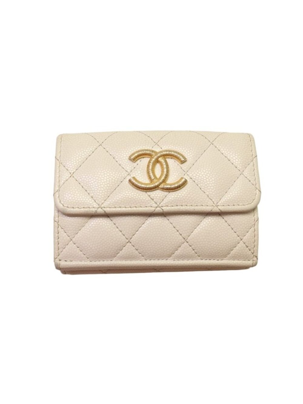 Chanel Quilted Caviar Leather Trifold Wallet
